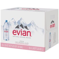 Evian Natural Spring Water 1L Bottles, 12 Pack - Pure Hydration