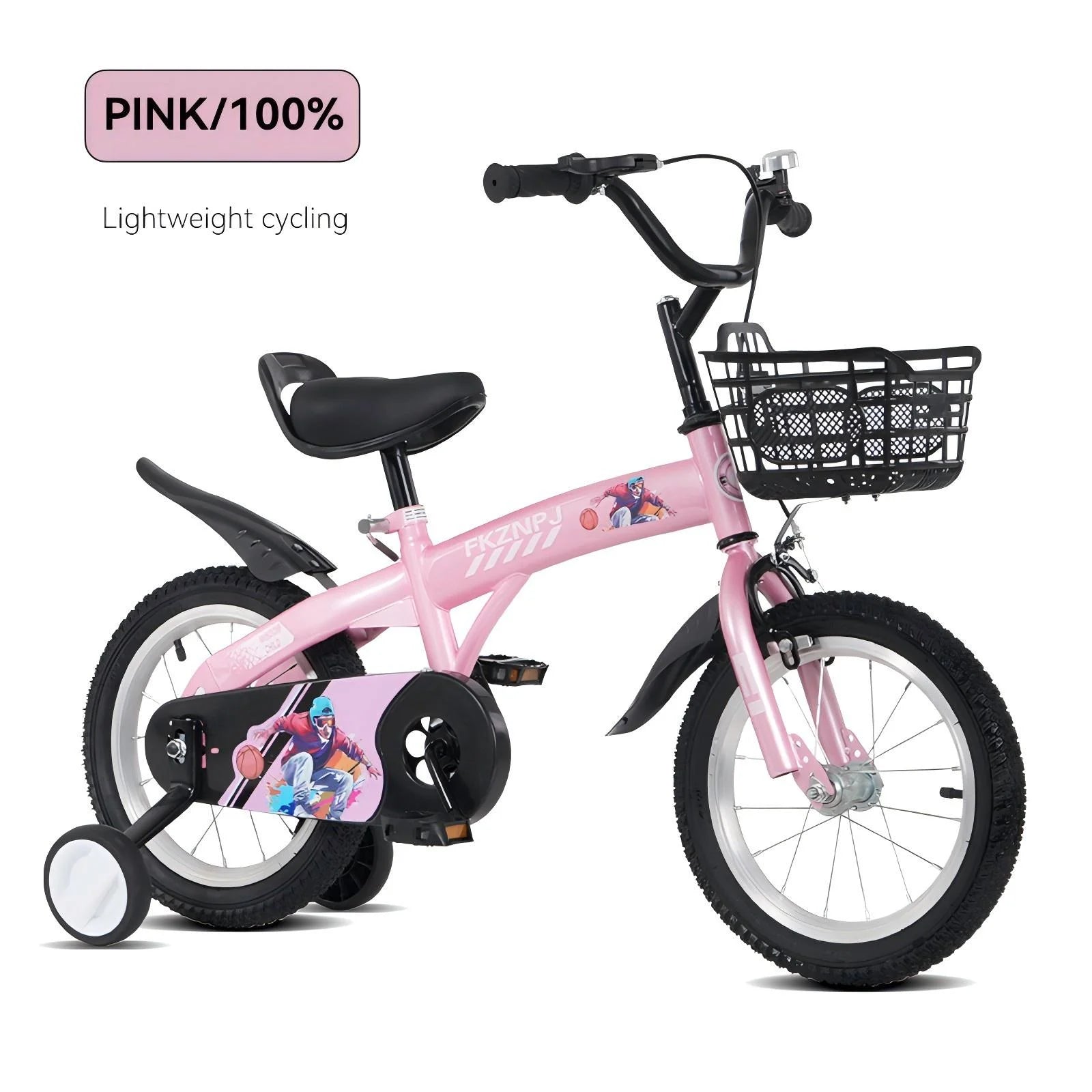 Baprem 18" Girls Bike for 5-9 Years Old Kids, Cute Kids Bike with Training Wheels, Steel Frame Sporty Children Bicycle, Pink - Image 4