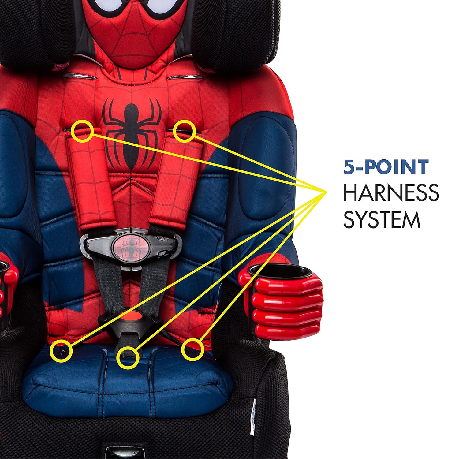 2025 KidsEmbrace Marvel Spider-Man 2-in-1 Forward-Facing Booster Car Seat LATCH | 5-Point Harness Booster 22-65lbs converts to Belt-Positioning Booster 40-100lbs | Adjustable - Image 3