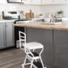 COSCO Stylaire Retro Chair + Step Stool with flip-up seat (white, one pack) - Image 13