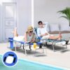 3-in-1 Outdoor Sun Tanning Lounge Chair with Face Hole 5-Position Recliner, Folding Side Table & Removable Pillow, 330lbs Capacity, Blue - Image 3