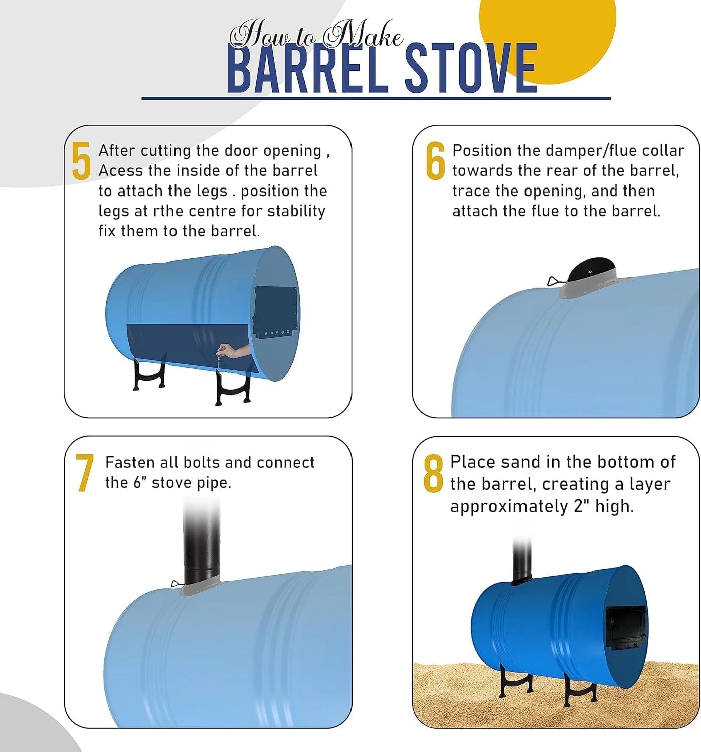 Barrel Stoves Kit C Perfect For 30-55 Gallon Drum Wood Stove Kit - Wood Burning Stove Kit Barrel Stove Door - Fire Wood Camp Stove Kit Wood Stove Kit for Emergency Heating & Cooking - Image 7