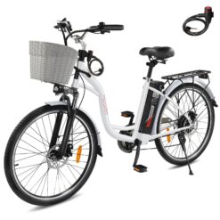 PEXMOR Electric Bike for Adults 350W (Peak 500W) City Commuter Ebike 36V 12.5AH Removable Battery 26" Cruiser Electric Bicycle Shimano 6-Speed | Dual Shock Absorber | Basket