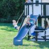 Backyard Discovery Canyon Creek Cedar Wood Swing Set with Wave Slide, Clubhouse, Play Kitchen, Picnic Area, Belt Swings, Web Swing, Rock Wall, Balconies, Playhouse, Step Ladder, Outdoor Playset - Image 17
