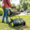 21-Inch Width Leaf & Grass Push Lawn Sweeper, Black - Image 9