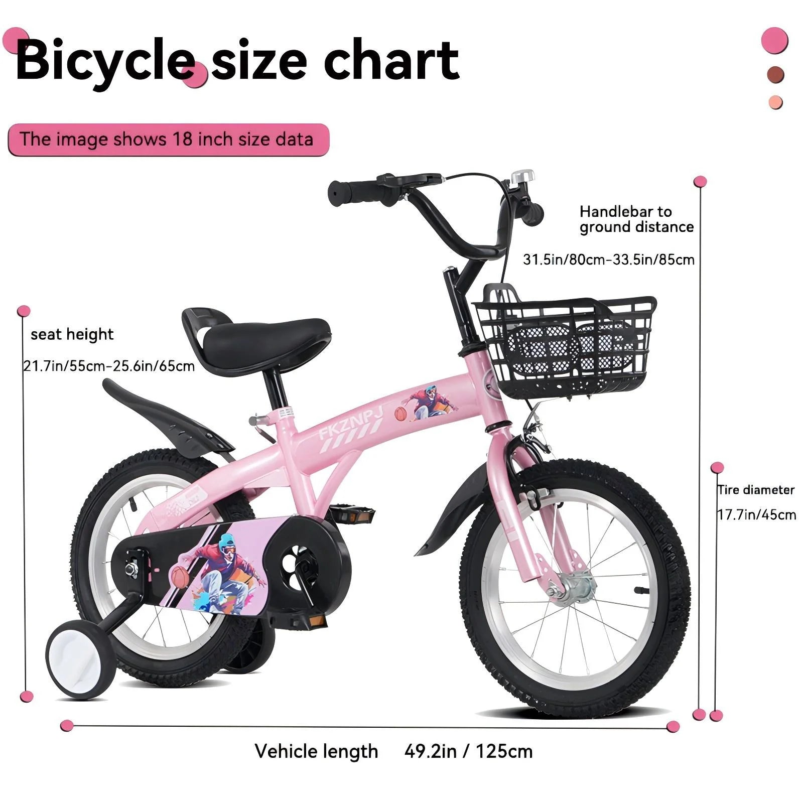 Baprem 18" Girls Bike for 5-9 Years Old Kids, Cute Kids Bike with Training Wheels, Steel Frame Sporty Children Bicycle, Pink - Image 12