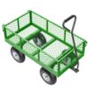 KFFKFF Mesh Steel Garden Cart 900 Lbs, 38 x 22 " Heavy Duty Utility Wagon Cart, Metal Garden Trolley with 10" Wheels, Removable Mesh Sides, 180 Swiveling Handle (Green)