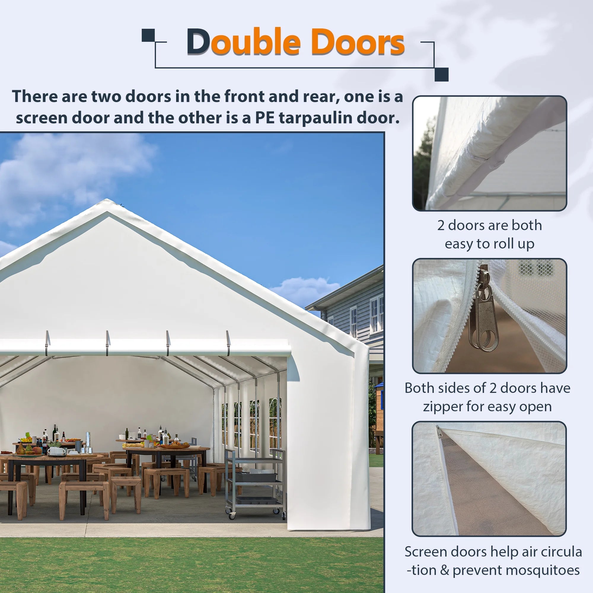 20x40 FT Heavy-Duty Party Tent with 3 Storage Bags - Large Waterproof Wedding Event Shelter for Removable Sidewalls & Zipper Door - Outdoor Commercial Tent for Parties Carport Camping BBQ Garden - Image 3
