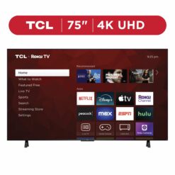 TCL 75′′ 4-Series 4K UHD HDR Smart TV with Roku, Voice Control, and Premium Design