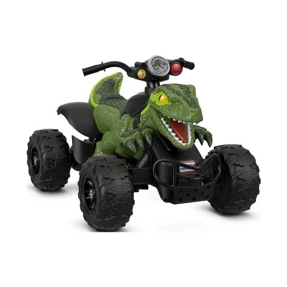Fisher-Price Power Wheels Jurassic World Dino Racer Ride-On ATV, 6 MPH Green Dinosaur Toy