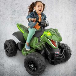 Alternative view of Fisher-Price Power Wheels Jurassic World Dino Racer Ride-On ATV, 6 MPH Green Dinosaur Toy
