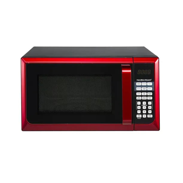 Hamilton Beach Red Stainless Steel Microwave Oven 0.9 Cu. Ft., 900W, LED Display
