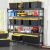 HDX 27-Gallon Black Stackable Waterproof Storage Tote with Yellow Lid, 5-Pack - Image 5