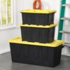 HDX 27-Gallon Black Stackable Waterproof Storage Tote with Yellow Lid, 5-Pack - Image 10