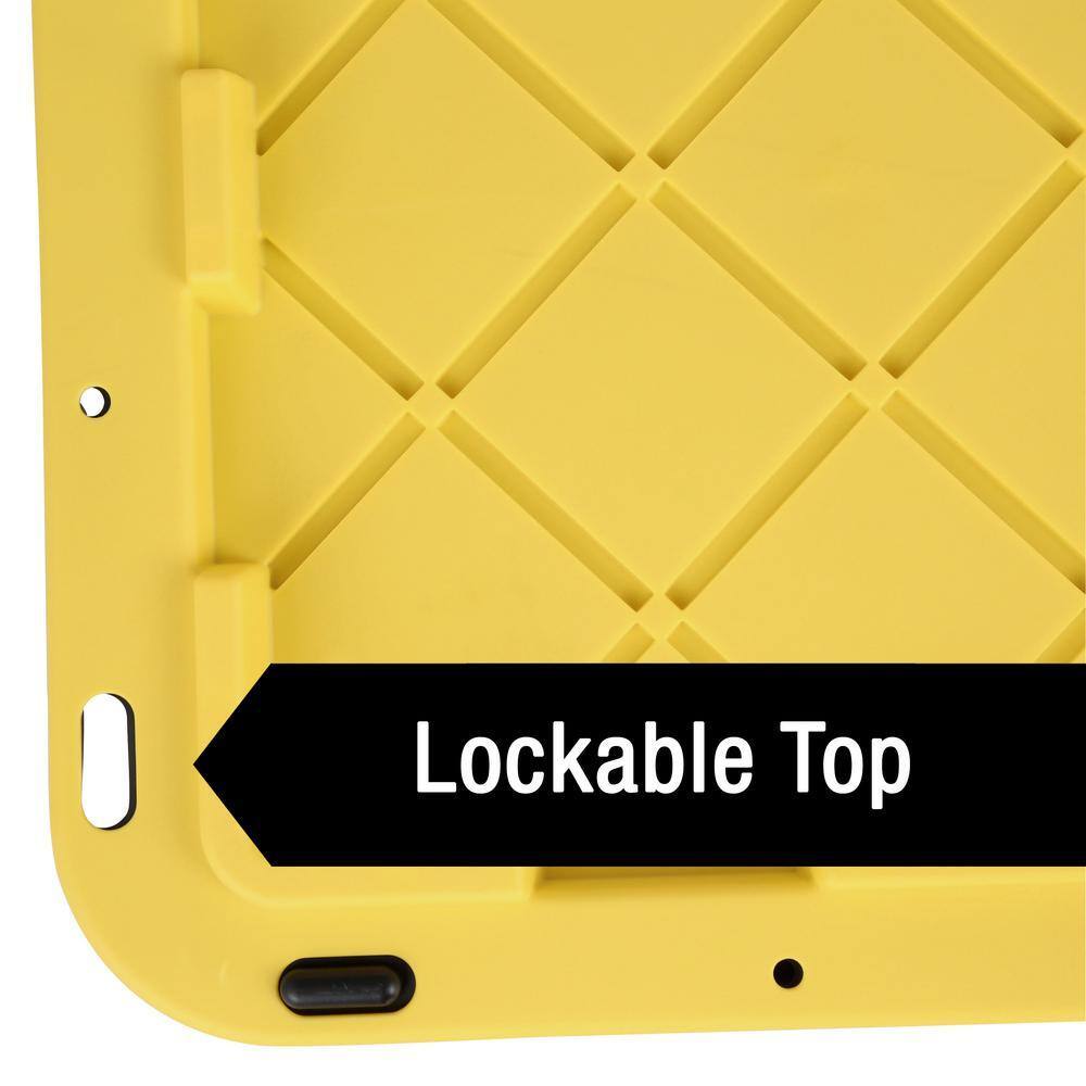 HDX 27-Gallon Black Stackable Waterproof Storage Tote with Yellow Lid, 5-Pack - Image 8