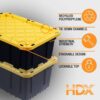 HDX 27-Gallon Black Stackable Waterproof Storage Tote with Yellow Lid, 5-Pack - Image 4