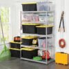 HDX 27-Gallon Black Stackable Waterproof Storage Tote with Yellow Lid, 5-Pack - Image 12