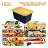 HDX 27-Gallon Black Stackable Waterproof Storage Tote with Yellow Lid, 5-Pack - Image 11