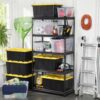 HDX 27-Gallon Black Stackable Waterproof Storage Tote with Yellow Lid, 5-Pack - Image 9