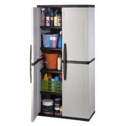 Alternative view of HDX Gray Plastic Freestanding Garage Cabinet with Adjustable Shelves & Lockable Doors, 35"W x 71"H x 18"D