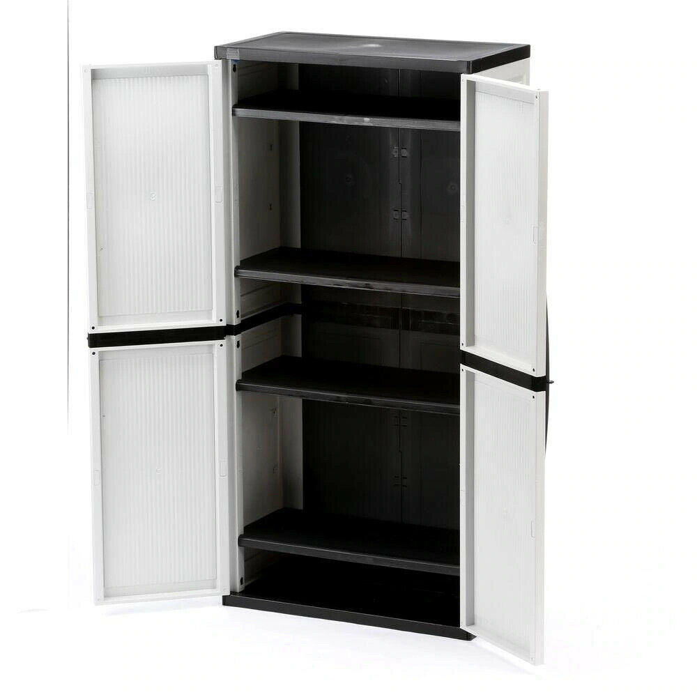 HDX Gray Plastic Freestanding Garage Cabinet with Adjustable Shelves & Lockable Doors, 35"W x 71"H x 18"D - Image 3