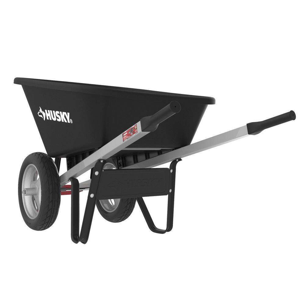 Husky 6 Cu. Ft. Poly Dual Wheel Wheelbarrow with Flat-Free Tires - Image 7