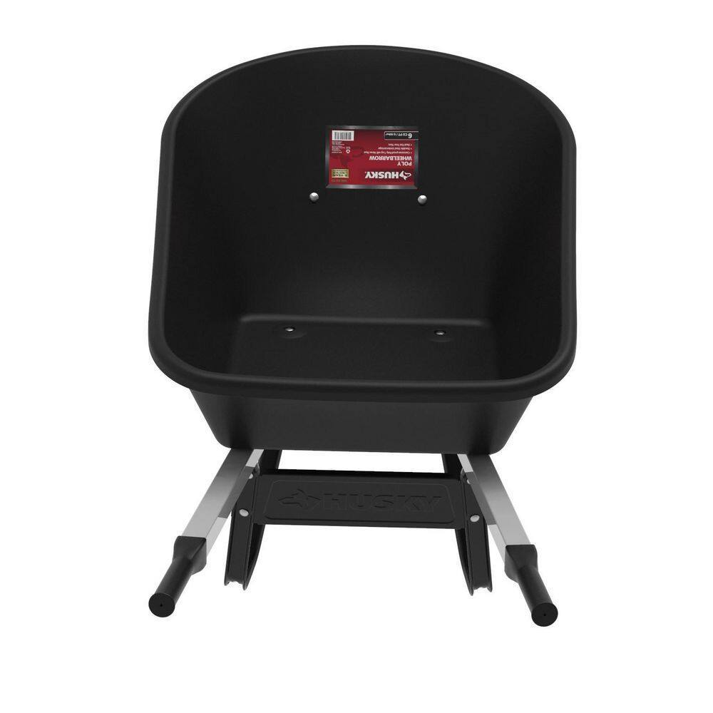 Husky 6 Cu. Ft. Poly Dual Wheel Wheelbarrow with Flat-Free Tires - Image 4