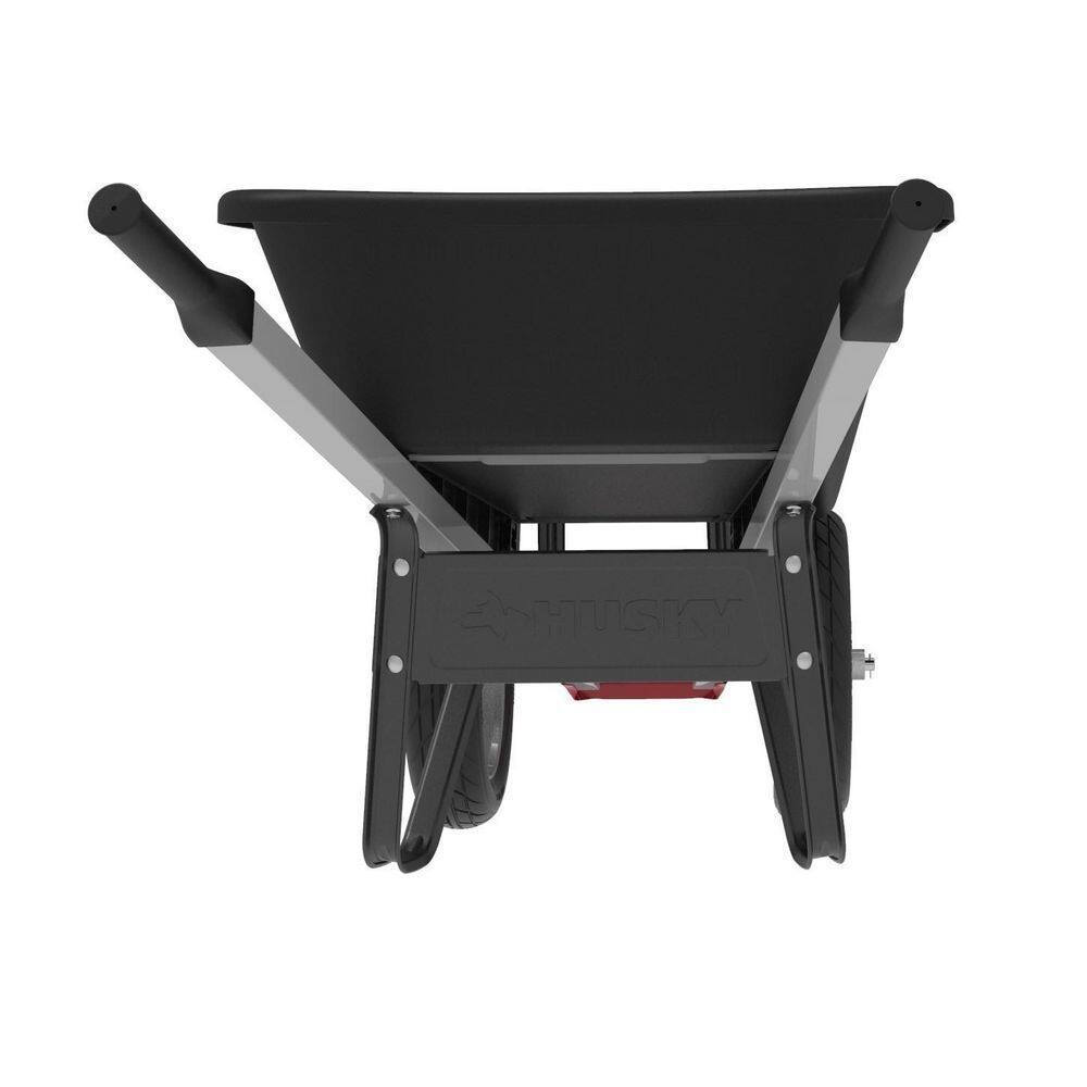 Husky 6 Cu. Ft. Poly Dual Wheel Wheelbarrow with Flat-Free Tires - Image 8