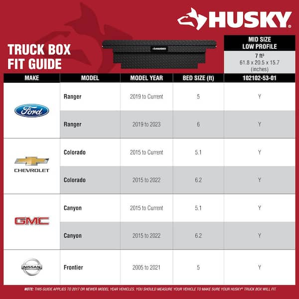 Husky Low Profile Black Aluminum Truck Tool Box for Mid-Size Trucks - Image 2