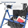 Drive Medical 4-Wheel Rollator Walker, Foldable, Padded Seat & Backrest, 6-Inch Wheels, Blue - Image 6