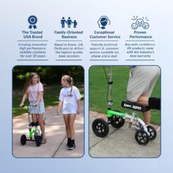 Alternative view of KneeRover GO HYBRID All Terrain Compact Knee Scooter for Adults - Race Car Green, Adjustable, Heavy Duty, Ideal for Foot Injuries and Recovery