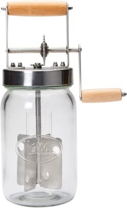 LEM 1226 Butter Churner, Stainless Steel, 28 oz Glass Jar, BPA Free