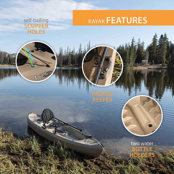 Lifetime Tamarack Angler 100 Fishing Kayak 10ft 2-Pack with Paddles - UV-Protected HDPE, Adjustable Seat, Rod Holders, Tan - Image 7