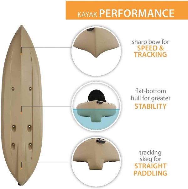 Lifetime Tamarack Angler 100 Fishing Kayak 10ft 2-Pack with Paddles - UV-Protected HDPE, Adjustable Seat, Rod Holders, Tan - Image 5