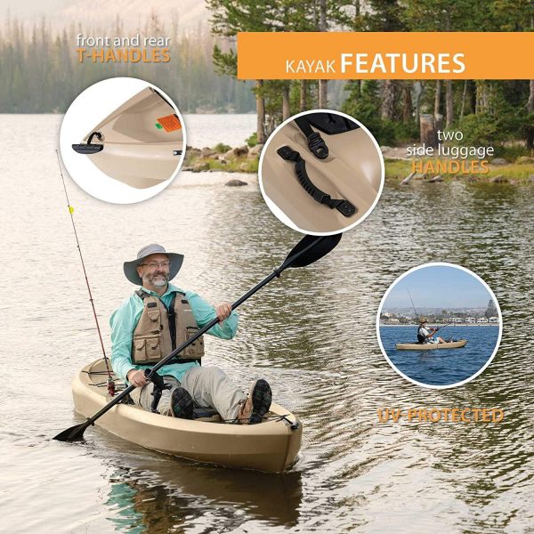 Lifetime Tamarack Angler 100 Fishing Kayak 10ft 2-Pack with Paddles - UV-Protected HDPE, Adjustable Seat, Rod Holders, Tan - Image 9