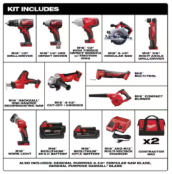 Alternative view of Milwaukee M18 18V Lithium-Ion Cordless 10-Tool Combo Kit with Batteries and Charger