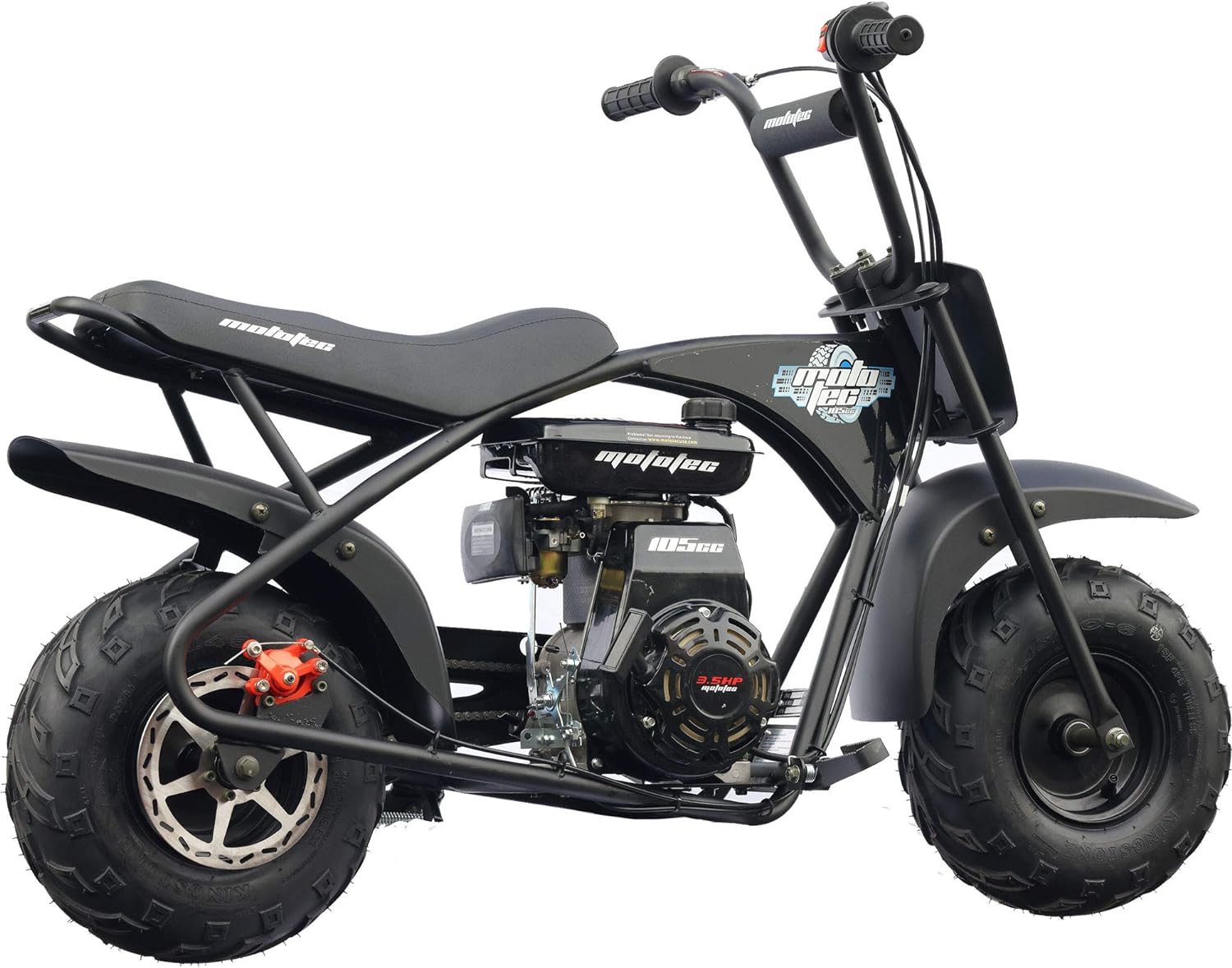 MotoTec 105CC 3.5HP Mini Bike, Black, Alloy Steel, 23mph Speed, Indoor Use, Distance Monitor, 185lbs Capacity - Image 9