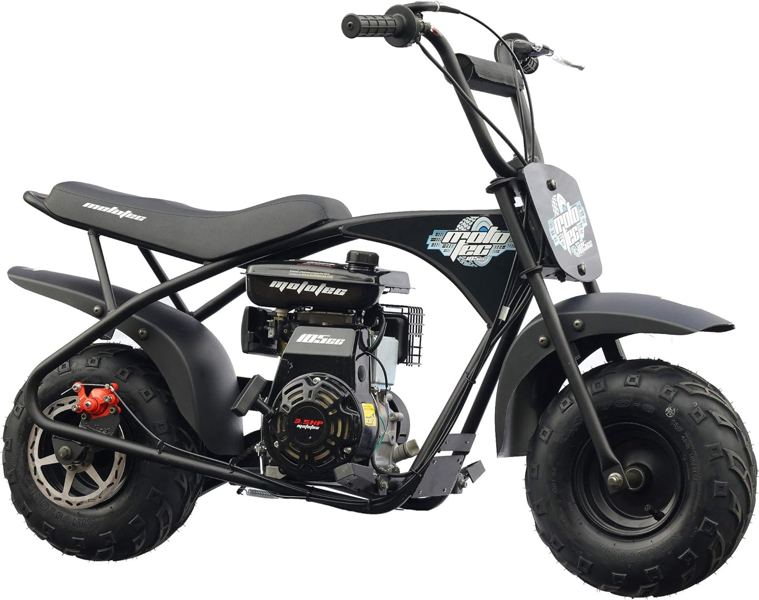 MotoTec 105CC 3.5HP Mini Bike, Black, Alloy Steel, 23mph Speed, Indoor Use, Distance Monitor, 185lbs Capacity - Image 7