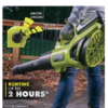 RYOBI 40V HP Brushless Cordless Leaf Blower, 730 CFM, 190 MPH, Includes 2x 4.0 Ah Batteries & Charger, 57 dB Quiet - Image 7