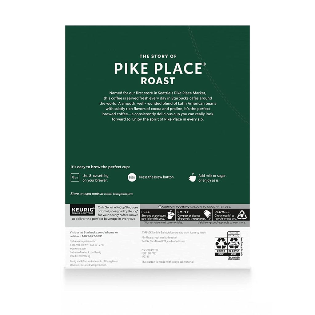 Starbucks Pike Place Roast Medium Coffee K-Cups, 96-Count, 100% Arabica, Keurig Compatible - Image 8