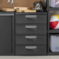 Alternative view of Sterilite Heavy-Duty 4 Drawer Plastic Storage Unit, Flat Gray, BPA-Free