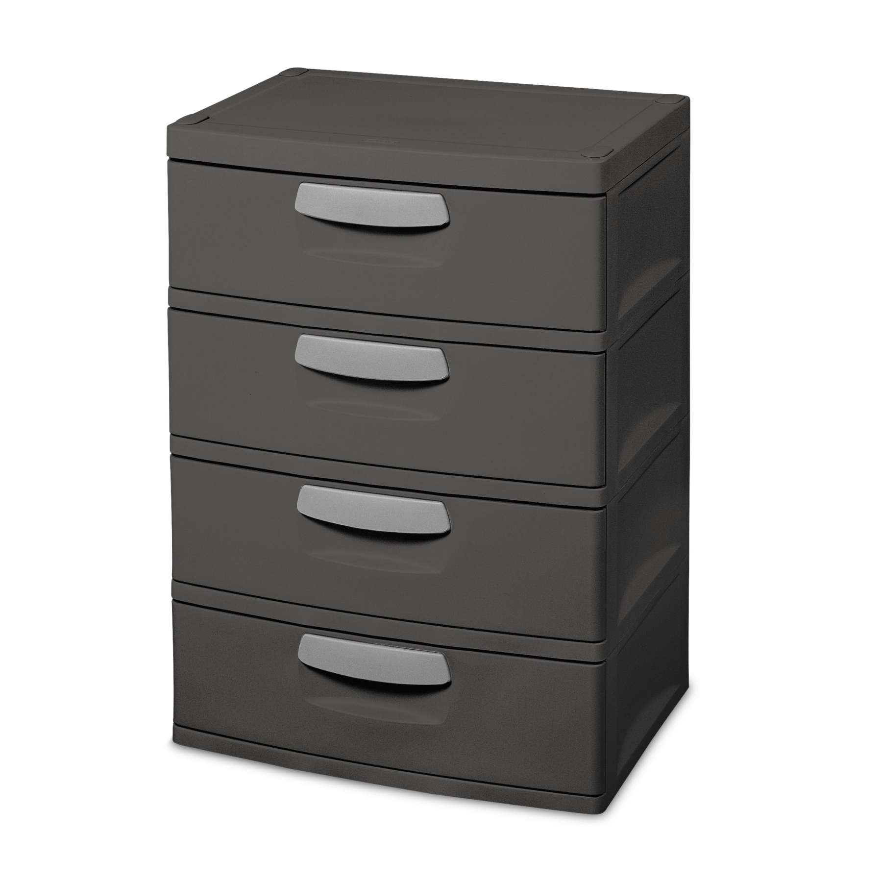 Sterilite Heavy-Duty 4 Drawer Plastic Storage Unit, Flat Gray, BPA-Free