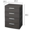 Sterilite Heavy-Duty 4 Drawer Plastic Storage Unit, Flat Gray, BPA-Free - Image 12