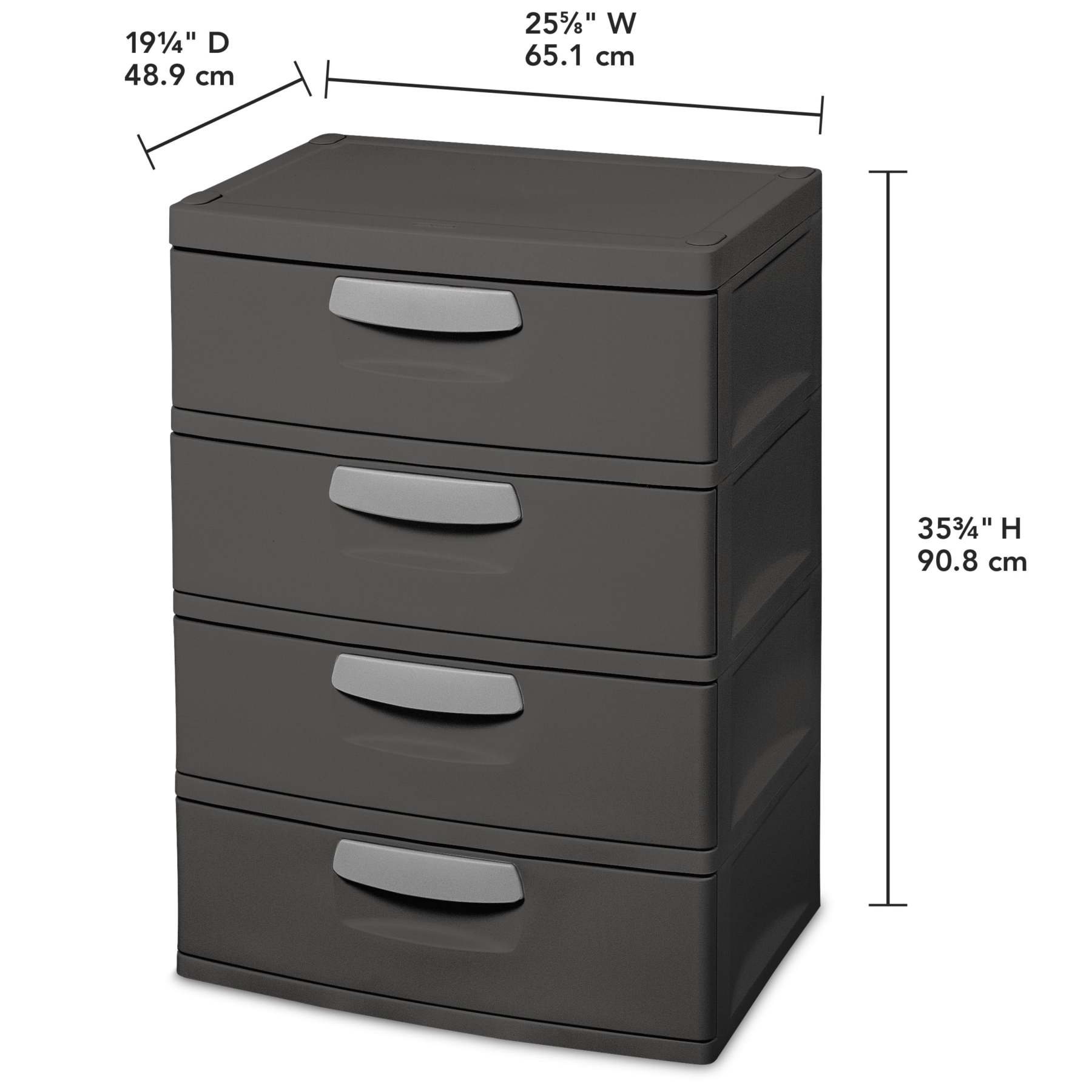 Sterilite Heavy-Duty 4 Drawer Plastic Storage Unit, Flat Gray, BPA-Free - Image 12
