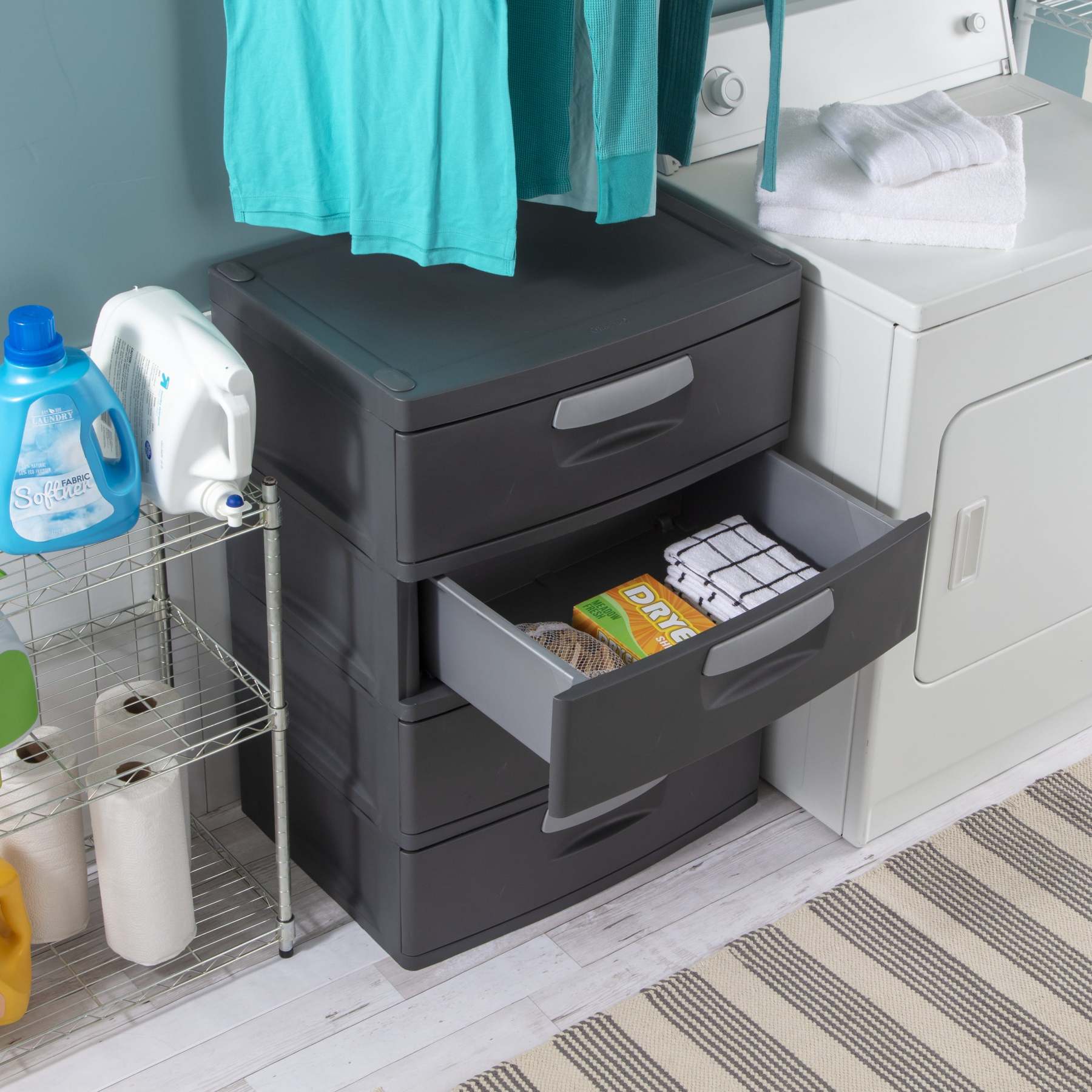 Sterilite Heavy-Duty 4 Drawer Plastic Storage Unit, Flat Gray, BPA-Free - Image 6