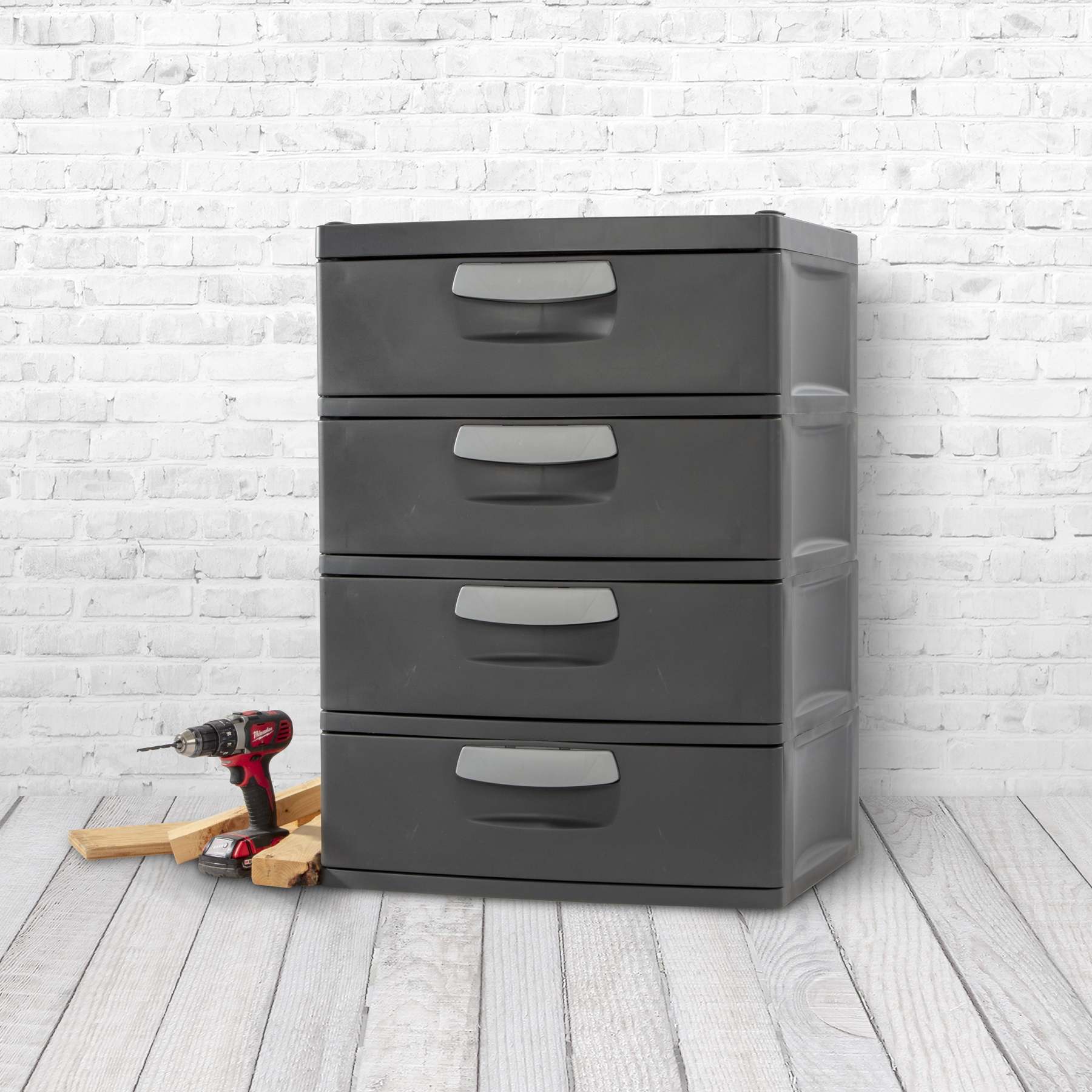 Sterilite Heavy-Duty 4 Drawer Plastic Storage Unit, Flat Gray, BPA-Free - Image 13