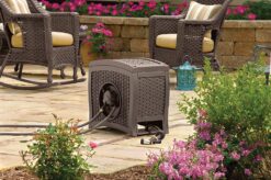 Alternative view of Suncast Aquawinder 125' Wicker Garden Hose Reel - Automatic Water-Powered Retractable, Java
