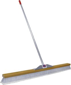 Super Sweeper 48" Gray Flagged Broom - Durable Welded Design, Heavy Textured Bristles for Fine Dirt on Smooth Surfaces