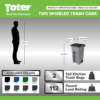 Toter 32 Gallon Greenstone Trash Can with Quiet Wheels & Attached Lid - Durable Indoor/Outdoor Waste & Recycling Container - Image 2