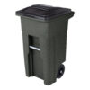 Toter 32 Gallon Greenstone Trash Can with Quiet Wheels & Attached Lid - Durable Indoor/Outdoor Waste & Recycling Container